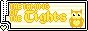 An 88 by 31 button with a white border and a white and pale yellow horizontal stripe background. The lower left corner has a semicircle cutout with a pale yellow heart. The first four words in The Taming of the Tights are written in a simple pixel font, and Tights is written in a gothic blackletter style font. All five are in bright yellow outlined with dark yellow.